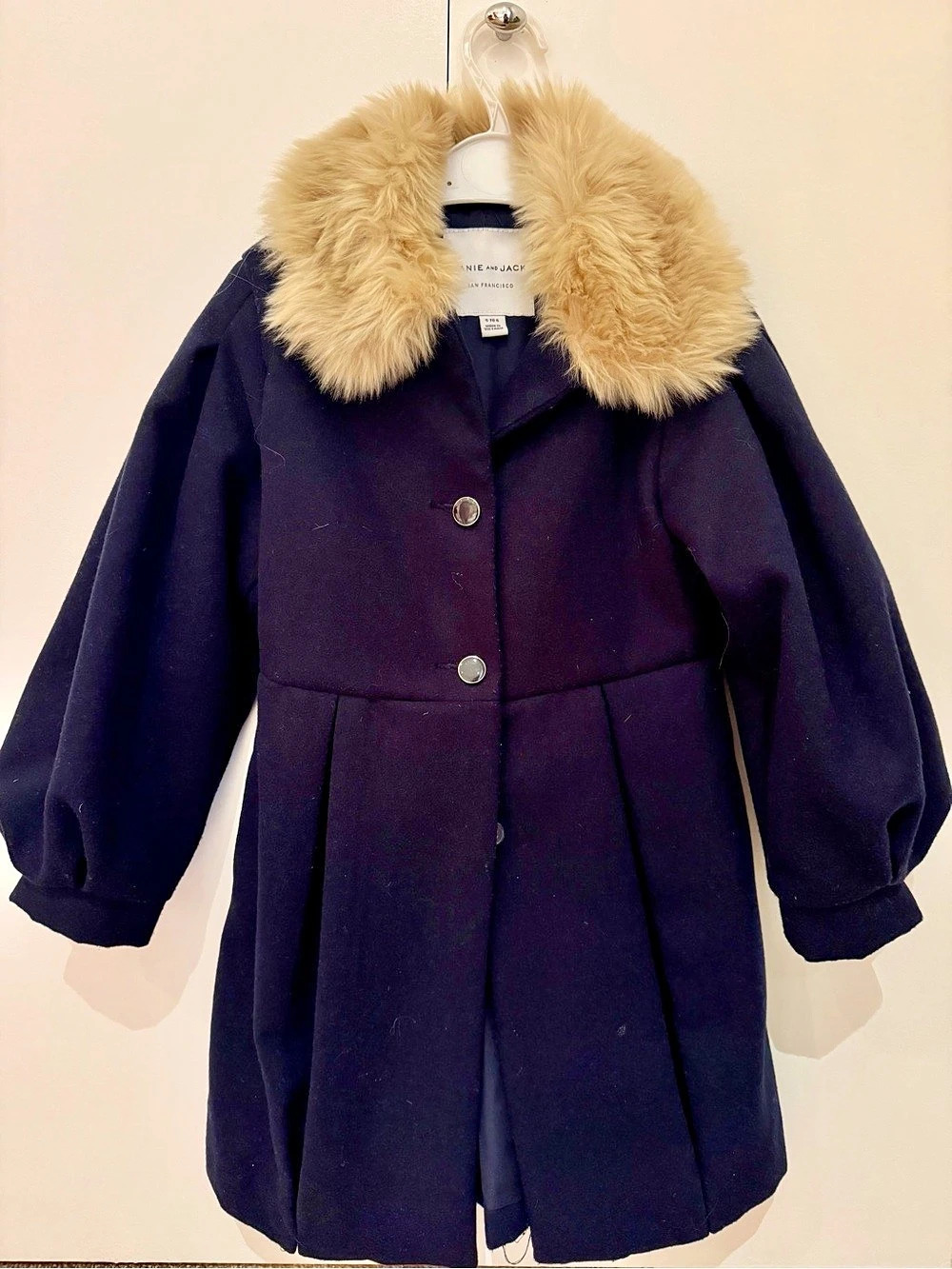 Janie and Jack Girls 5T-6T Faux Fur Collar Wool Pea Coat Like New